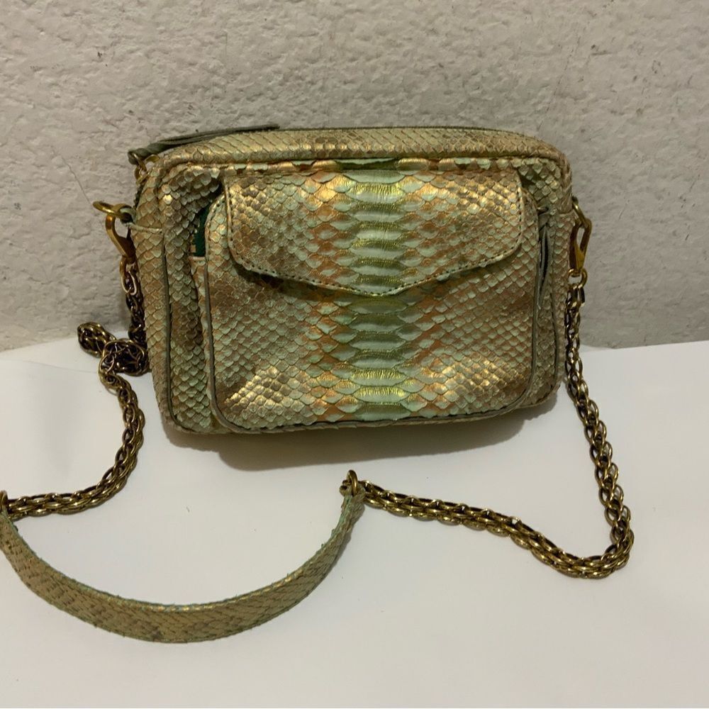 Claris Virot Sac Python Big Charly green  Doré
